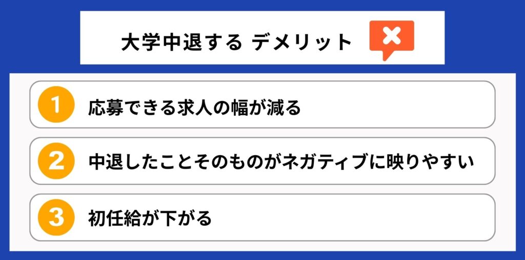 大学中退のデメリットを説明する画像