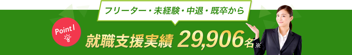 Point1:フリーター･中退者就職支援実績29,906名