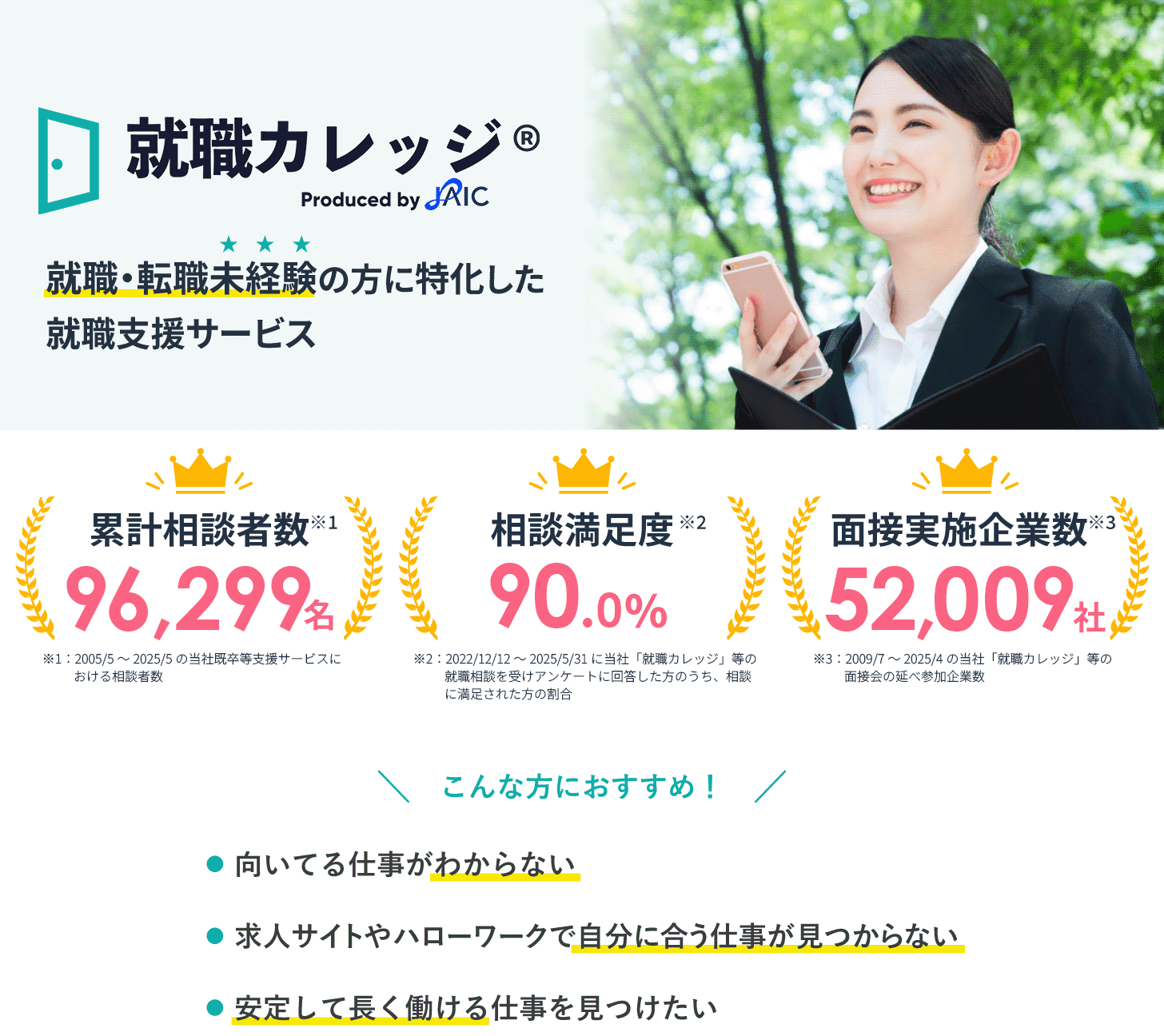 就職・転職未経験の方に特化した就職支援サービス