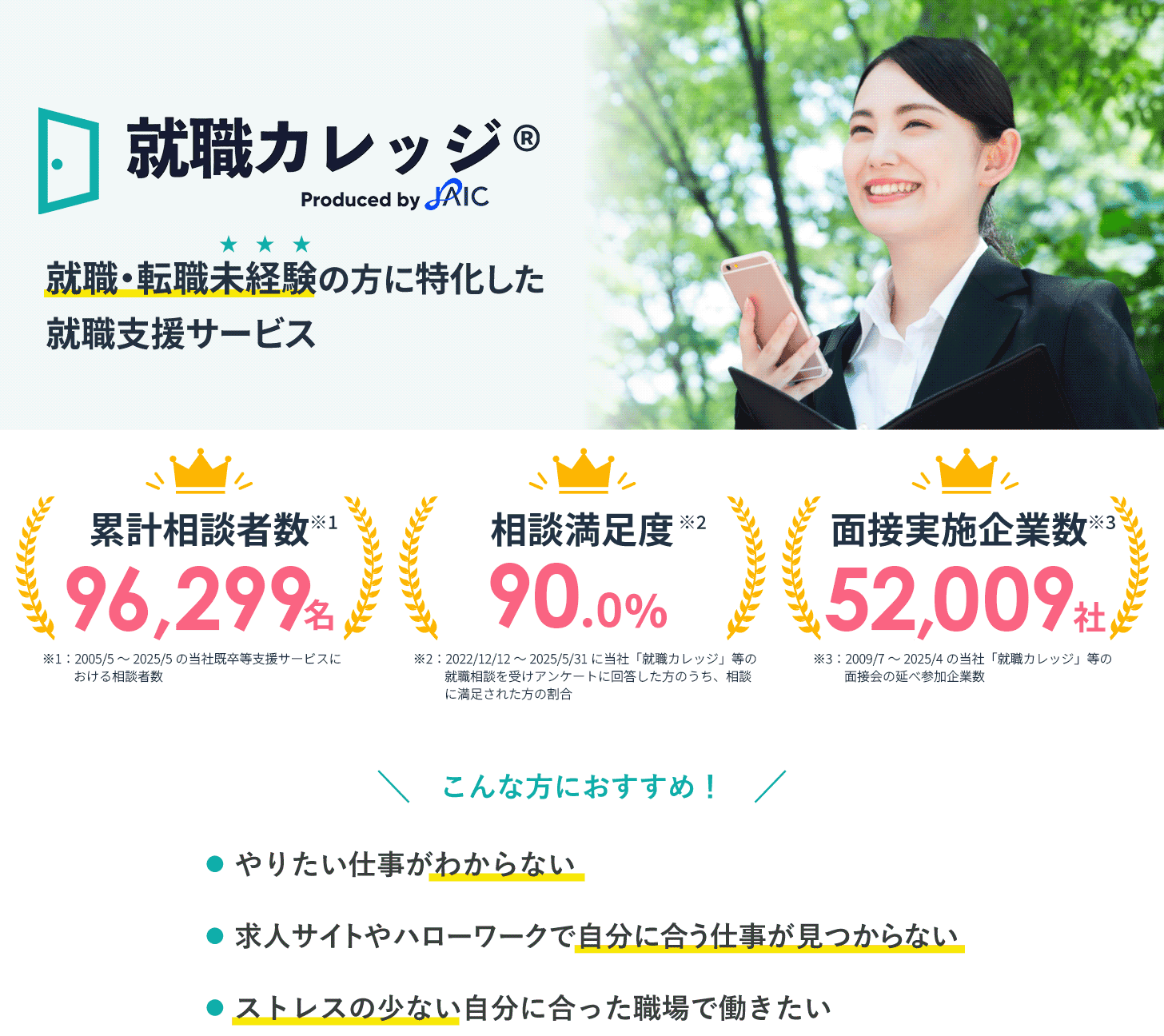 就職・転職未経験の方に特化した就職支援サービス