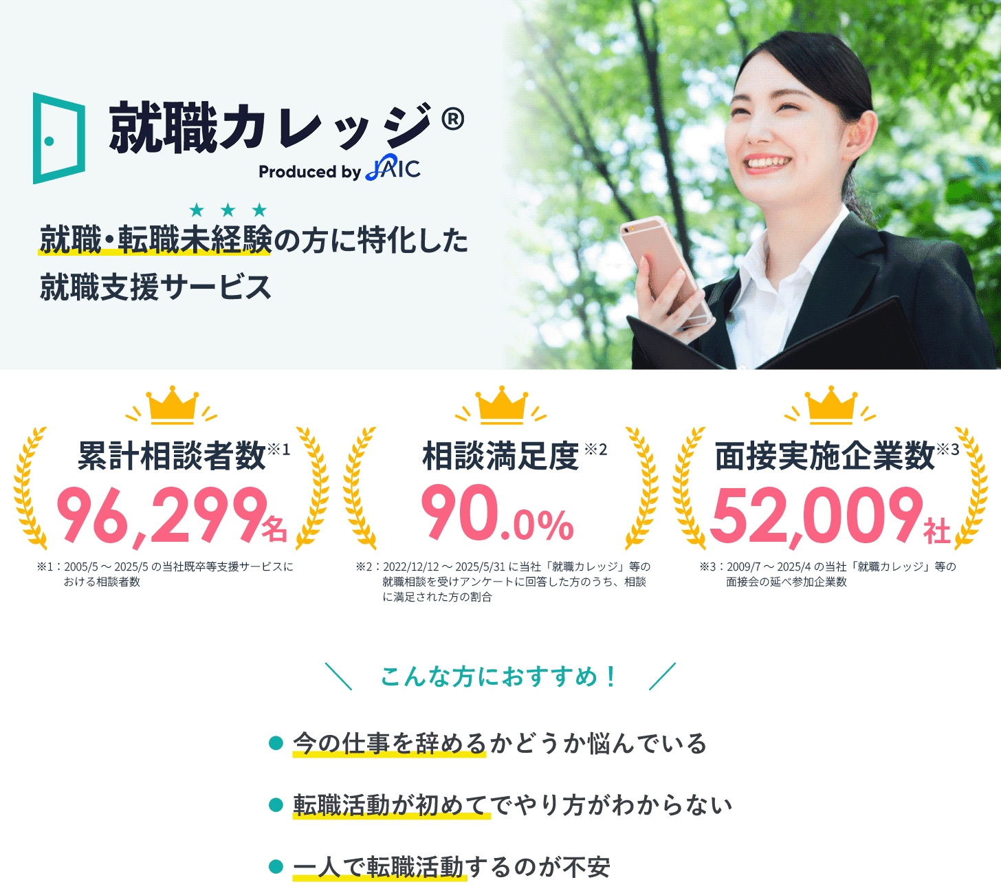 正社員未経験・第二新卒に強い就職支援サービス